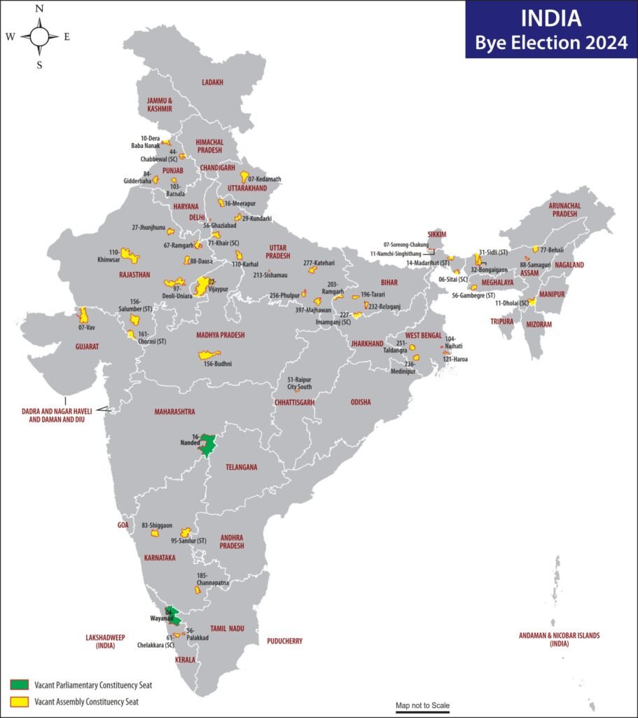 Announcement of by-elections on 48 assembly seats of fourteen states and one Lok Sabha seat each in Maharashtra and Kerala.